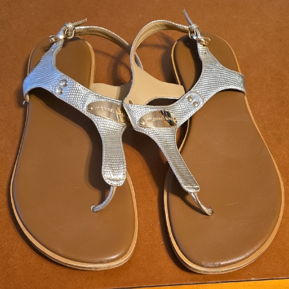 Michael Kors Shimmering Silver Sandals - Picture 1 of 4